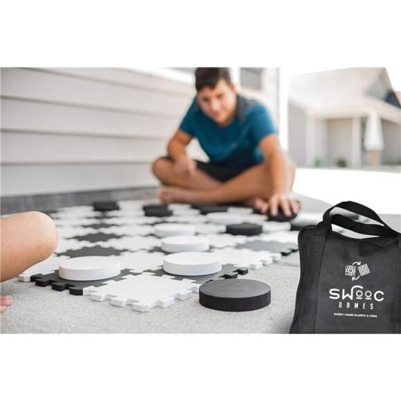 SWOOC Games - 2-in-1 Reversible Giant Checkers & Tic Tac Toe Game - Picture 3 of 7